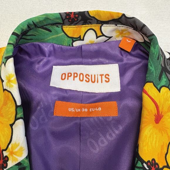 OppoSuits Tropical Treasure 2 Pc. Black Floral Suit Men’s Size 38 - Picture 4 of 16